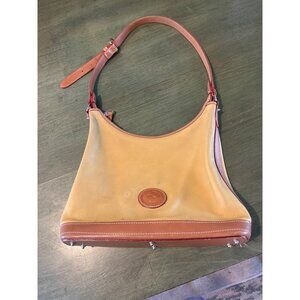 Dooney & Bourke Tan & Brown Leather Shoulder Bag Adjustable Strap All Weather Le